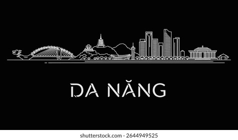 Da Nang Skyline Vietnam City Silhouette Vetor.
