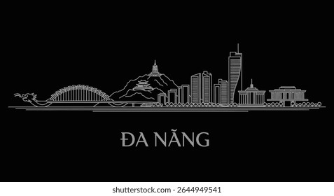Da Nang Skyline with Vietnam Cityscape Design.