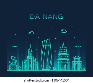 Da Nang skyline, Vietnam. Trendy vector illustration, linear style