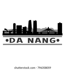 Da Nang Vietnam Asia Skyline Silhouette Stamp City Design Vector Art Template
