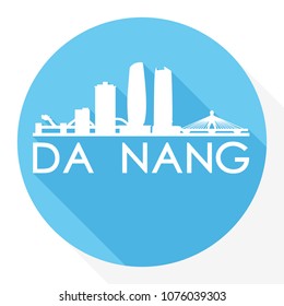 Da Nang Vietnam Flat Icon Skyline Silhouette Design City Vector Art Famous Buildings logo.