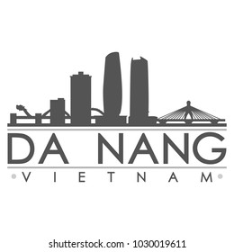 Da Nang Vietnam Skyline Silhouette Design City Vector Art Famous Buildings.