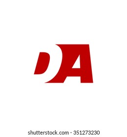 DA negative space letter logo red