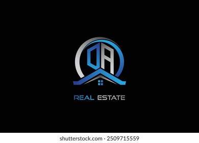 DA real estate letters logo design for construction or house. DA real estate letters logo Vector design