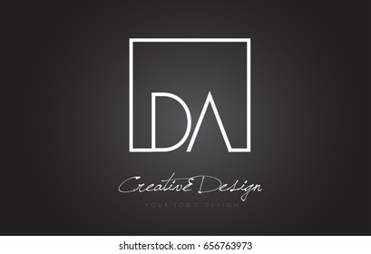 DA Square Framed Letter Logo Design Vector with Black and White Colors.