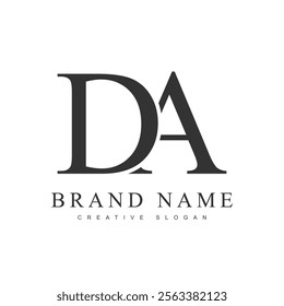 DA trendy logotype template. Initial letter d and a classic font style. Creative logo for company name or identity. Vector illustration.