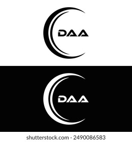 DAA logo. D A A design. White DAA letter. DAA, D A A letter logo design. D A A letter logo design in GOLD, GOLDEN LOGO,