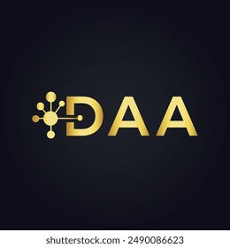 DAA logo. D A A design. White DAA letter. DAA, D A A letter logo design. D A A letter logo design in GOLD, GOLDEN LOGO,