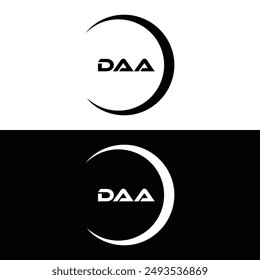 DAA logo. D A A design. White DAA letter. DAA, D A A letter logo design. D A A letter logo design in GOLD, 