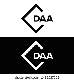 DAA logo. D A A design. White DAA letter. DAA, D A A letter logo design. D A A letter logo design in GOLD, 
