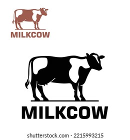 logotipo lechero lechero de vaca, silueta de ilustraciones de vectores de bovino de estatura sanitaria