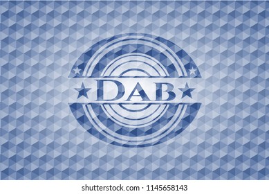 Dab blue badge with geometric pattern.