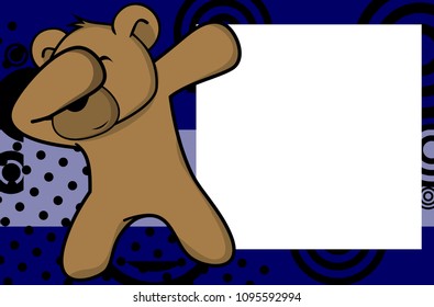 dab dabbing pose bear kid cartoon picture frame background in vector format very easy to edit 