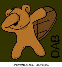 dab dabbing pose beaver kid cartoon in vector format very easy to edit 