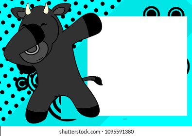 dab dabbing pose bull kid cartoon picture frame background in vector format very easy to edit 