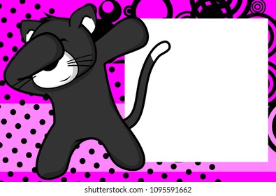 dab dabbing pose cat kid cartoon picture frame background in vector format very easy to edit 