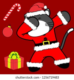 dab dabbing pose cat xmas claus costume cartoon in vector format very easy to edit 