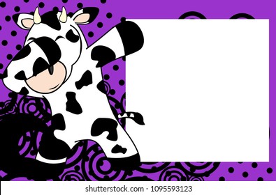 dab dabbing pose cow kid cartoon picture frame background in vector format very easy to edit 