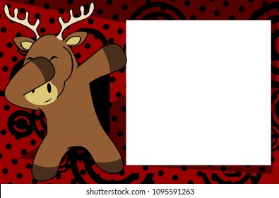 dab dabbing pose deer kid cartoon picture frame background in vector format very easy to edit 