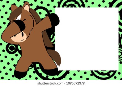 dab dabbing pose horse kid cartoon picture frame background in vector format very easy to edit 