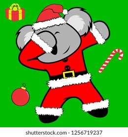 dab dabbing pose koala xmas claus costume cartoon in vector format very easy to edit 