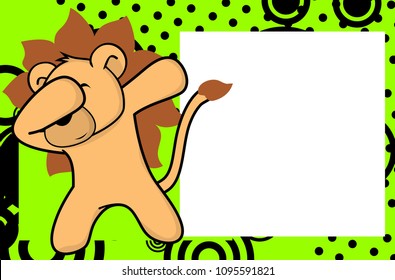 dab dabbing pose lion kid cartoon picture frame background in vector format very easy to edit 