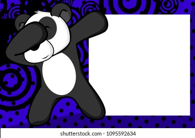 dab dabbing pose panda bear kid cartoon picture frame background in vector format very easy to edit 