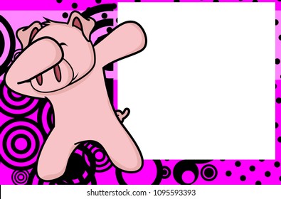 dab dabbing pose pig kid cartoon picture frame background in vector format very easy to edit 