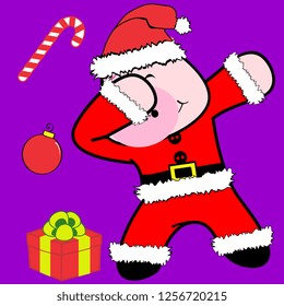 dab dabbing pose pig xmas claus costume cartoon in vector format very easy to edit 