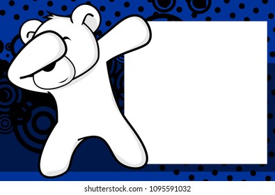 dab dabbing pose polar bear kid cartoon picture frame background in vector format very easy to edit 