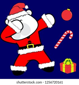 dab dabbing pose polar bear xmas claus costume cartoon in vector format very easy to edit 