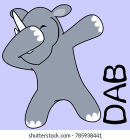 dab dabbing pose rhino kid cartoon in vector format very easy to edit 