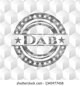 Dab grey emblem. Retro with geometric cube white background