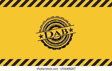 Dab grunge warning sign emblem. Vector Illustration. Detailed.