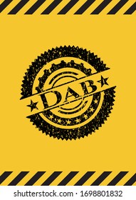 Dab grunge warning sign emblem. Vector Illustration. Detailed.
