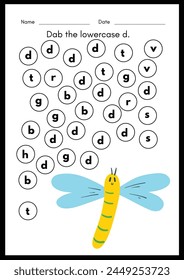 Dab the lowercase d. Alphabet Worksheets