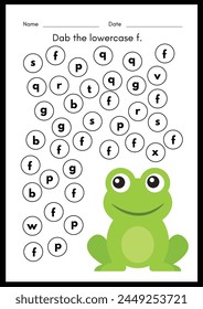 Dab the Lowercase f. Alphabet Worksheets