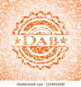 Dab orange mosaic emblem with background