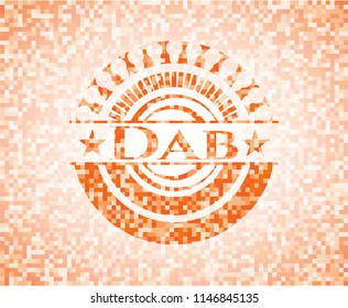 Dab orange mosaic emblem with background