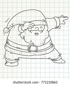 dab santa doodle line on paper