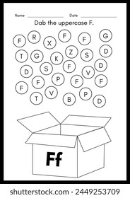 Dab the Uppercase F. Alphabet Worksheets