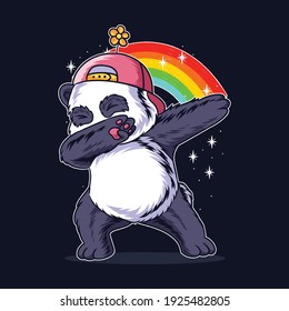 el dabb style panda utiliza un sombrero florido y también hay un arco iris