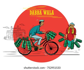 Dabba wala com vetor de ilustração de ciclo