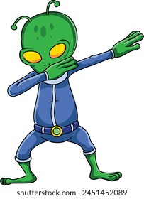 Dabbing alien character vector illustration