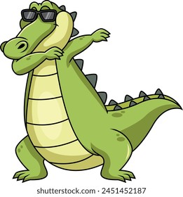 Dabbing alligator character vector illustration