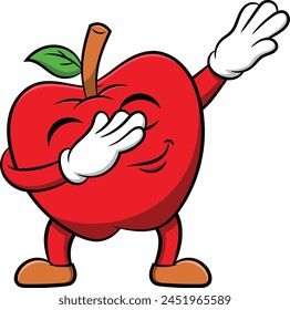 Dabbing apple character vector illustration