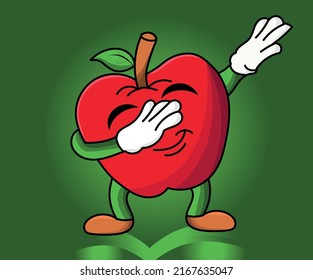 Dabbing apple vector cartoon character illustration clip art