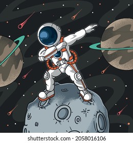 Dabbing Astronaut Celebration On The Moon