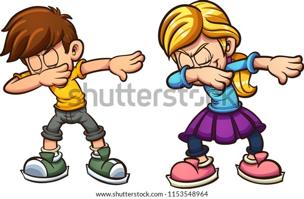 Dabbing Cartoon Boy Girl Vector Clip Stock Vector (Royalty Free) 1153548964