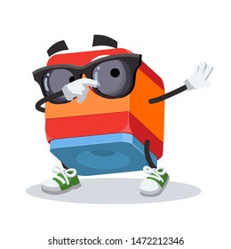 Dabbing cartoon chalk for snooker billiards mascot on white background